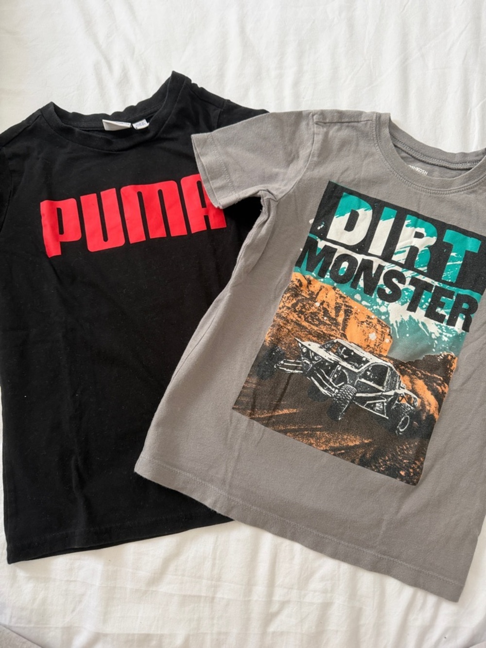 Puma Black Tee & Gray 'Dirt Monster' Graphic Tees 100% cotton size 5